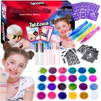 ZESTAW DO TATUAŻY SZABLONY BROKAT KOLORY TATUAŻE ZMYWALNE PISAKI WZORY