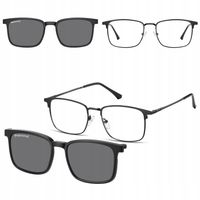 2w1 MĘSKIE okulary Oprawki Korekcyjne z NAKŁADKĄ PRZECIWSŁONECZNĄ na magnes
