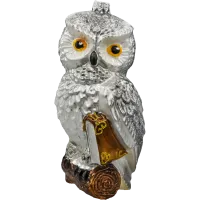 Bombka choinkowa szklana: Sowa z księgą: srebrna