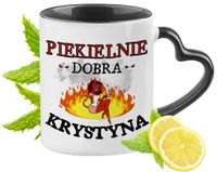 Dla Blanki Kubek Czarny Z Uszkiem W Kształcie Serca Na Prezent Z Nadrukiem