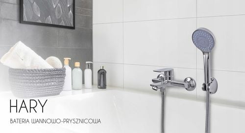 Bateria wannowa ścienna z prysznicem chrom zestaw do wanny łazienkowy na Arena.pl