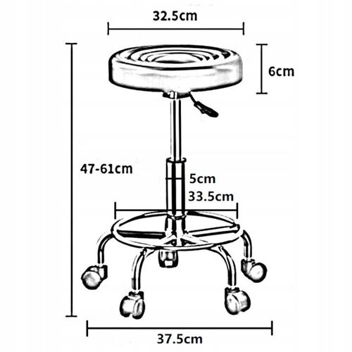 TABORET KRZESŁO STOŁEK Z KÓŁKAMI RONI CZARNY PODSTAWA CHROM SKÓRA PU na Arena.pl