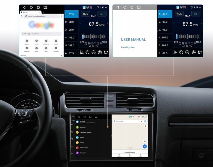 RADIO SAMOCHODOWE 2 DIN 6GB RAM ANDROID AUTO CARPLAY ANDROID 15 RDS zdjęcie 3