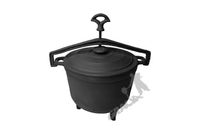 KOCIOŁEK MYŚLIWSKI NR 7 - 10L Z DOCISKIEM ŻELIWNY DO DUSZONEK NA OGNISKO PALENISKO WĘDZARNIĘ GRILL ŻELIWO