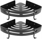 PÓŁKA ŁAZIENKOWA NAROŻNA POD PRYSZNIC ALUMINIOWA LOFT CZARNA WISZĄCA 2 szt