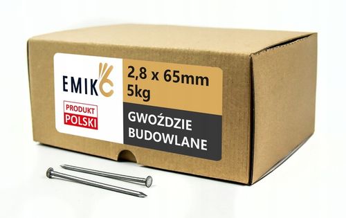Gwoździe budowlane 2,8x65mm 2,5 cala Czarne Gładkie 5kg na Arena.pl