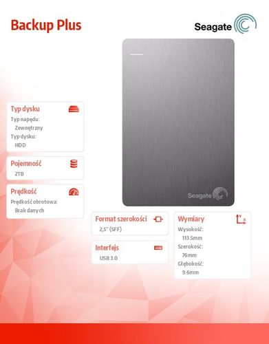 Seagate STDR2000201 2TB 2,5'' USB3.0 Backup Plus na Arena.pl