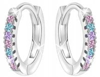 KOLCZYKI SREBRNE DLA DZIEWCZYNKI KÓŁKA Z CYRKONIĄ KOLOROWĄ SREBRO 925