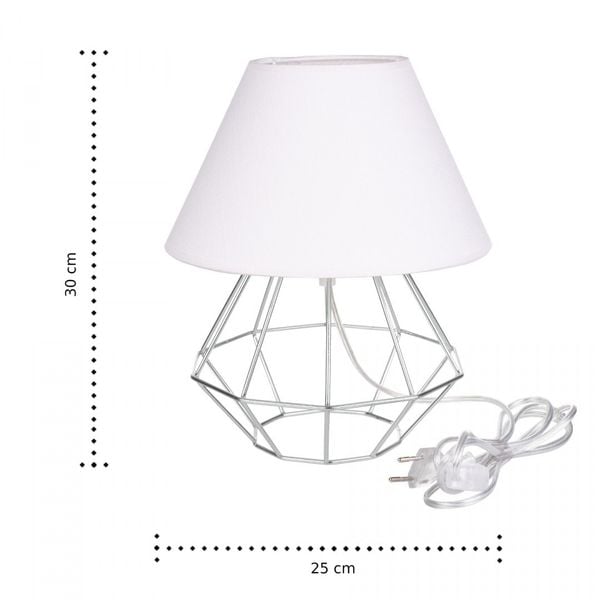 Lampka nocna 1xE27 PATI SILVER/WHITE zdjęcie 4