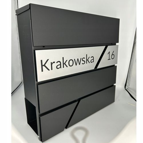 DUŻA SKRZYNKA NA LISTY Z ADRESEM NUMEREM DOMU ANTRACYT POCZTOWA GRAWEROWANA na Arena.pl