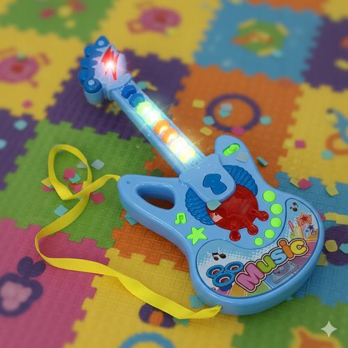 Interaktywna gitara muzyczna zabawka dla dzieci świeci melodie 8klawiszy na Arena.pl