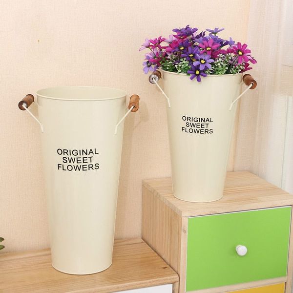 Vintage Doniczka doniczka - Wiadro - METALOWA - Idealna Do Domu I Ogrodu 42 Zielony zdjęcie 5