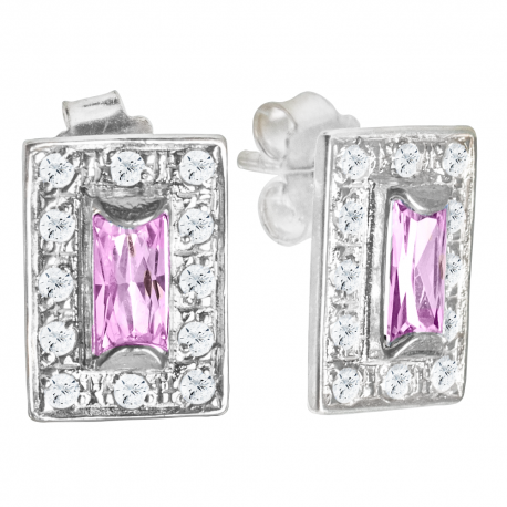 SREBRNY KOMPLET Z RÓŻOWYMI CYRKONIAMI SREBRO PRÓBY 925 zdjęcie 2