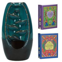 kominek ceramiczny + kadzidełka stożkowe (lavender + nagchampa)