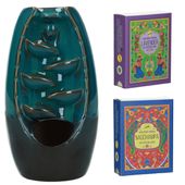 kominek ceramiczny + kadzidełka stożkowe (lavender + nagchampa)