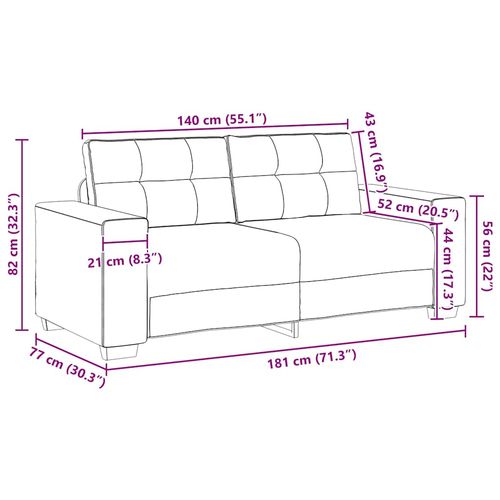 Sofa dwuosobowa, kremowa, 140 cm, aksamit na Arena.pl