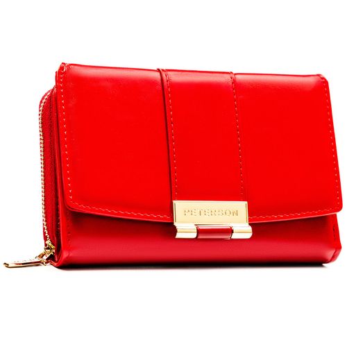 czerwony, poziomy portfel damski wykonany ze skóry ekologicznej - peterson na Arena.pl