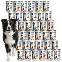 MOKRA KARMA DLA PSA TufTuf puszka kawałki mięsne MIX SMAKÓW ZESTAW 36x415g