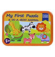 drewniane puzzle 6 zwierzęta dla dzieci w wieku 3+