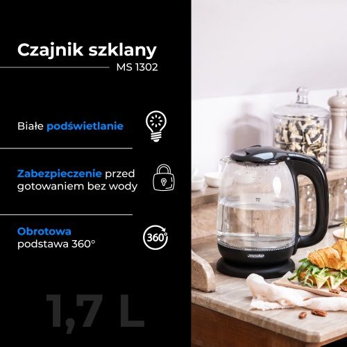 MS 1302 black Czajnik szklany 1,7 L zdjęcie 15