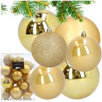 Bombki choinkowe plastikowe złote ozdoby na choinkę duży zestaw 26 sztuk