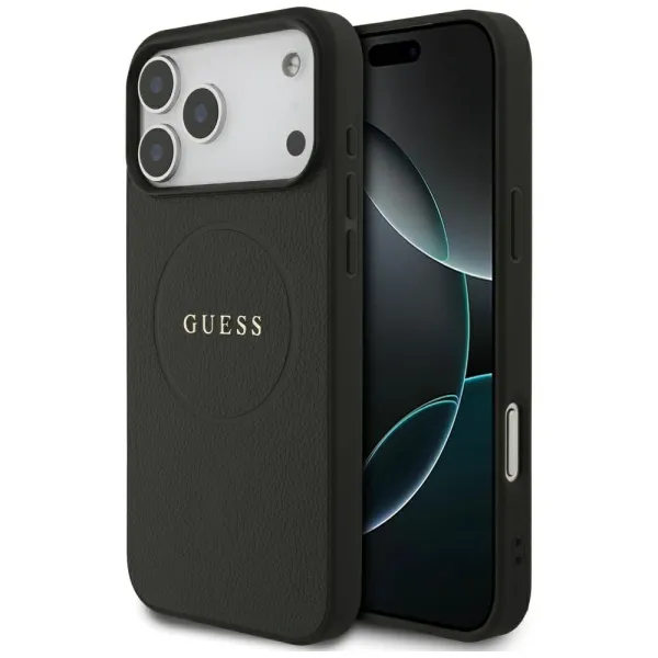 etui guess grained ring magsafe do iphone 17 pro max - czarne zdjęcie 1
