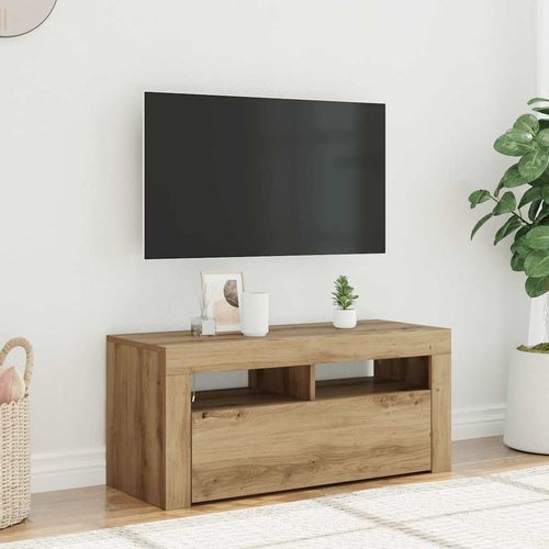 Szafka pod TV z oświetleniem LED, dąb artisan, 90x35x40 cm na Arena.pl
