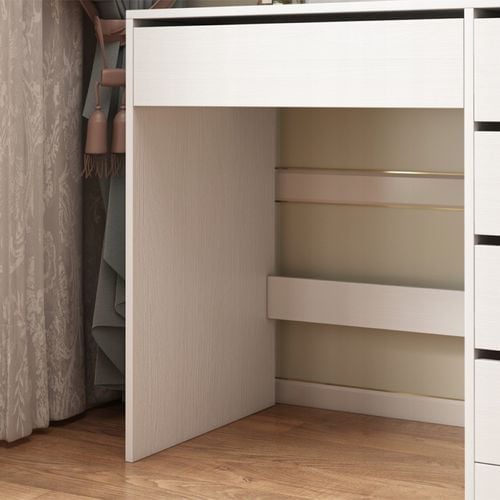 Toaletka kosmetyczna do makijażu wizażu z lustrem led nowoczesna biała na Arena.pl