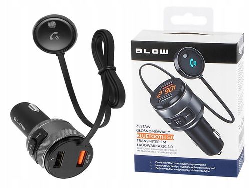 TRANSMITER BLUETOOTH SAMOCHODOWY ŁADOWARKA ZESTAW GŁOŚNOMÓWIĄCY USB QC3.0 na Arena.pl