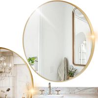 OKRĄGŁE LUSTRO DO ZAWIESZENIA NA ŚCIANĘ LOFTOWE ZŁOTA RAMKA UCHWYT 80CM