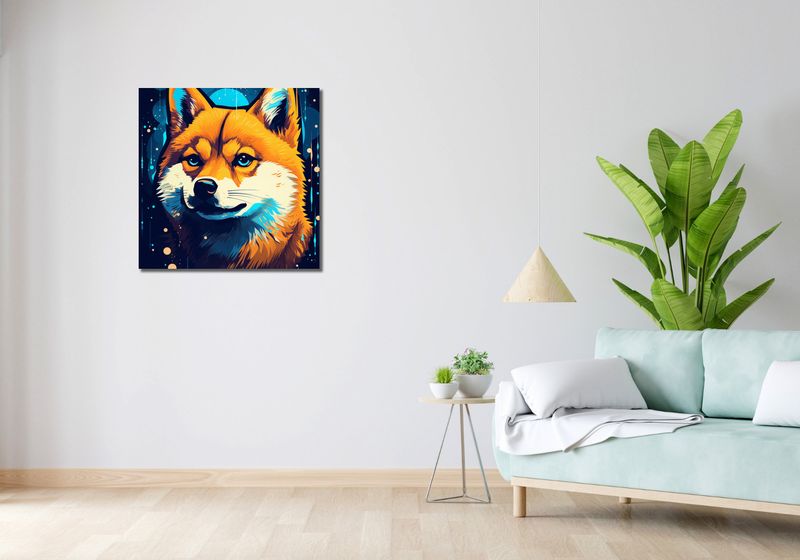 Obraz 70x70cm Lisek w Kosmosie zdjęcie 2