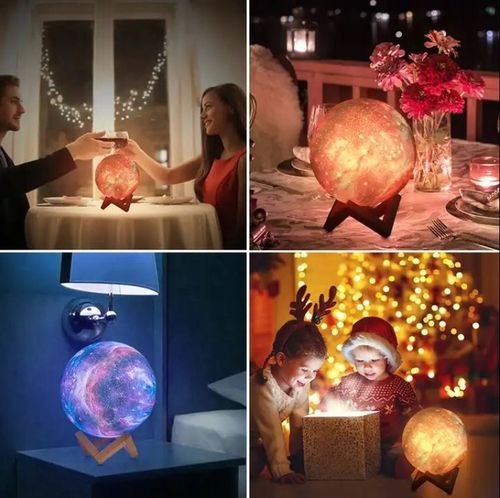 LAMPKA NOCNA LAMPA 3D Księżyc 48cm MOON LIGHT RGB Projektor Gwiazd + pilot na Arena.pl