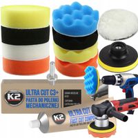 K2 PASTA POLERSKA + ZESTAW GĄBEK DO POLEROWANIA LAKIERU USUWANIA NA RYSY