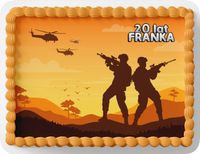 PROSTOKĄTNY OPŁATEK NA TORT A4 20x29CM - WOJSKO MUNDUR + IMIĘ