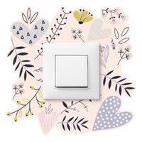 Naklejka Pod Kontakt Do Pokoju Dzieci Kwiaty Serduszka Liście 20cm x 20cm