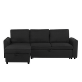 Narożnik rozkładany prawostronny czarny NESNA