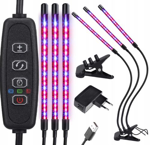 3x LAMPA LED DO WZROSTU ROŚLIN 60x LED TIMER TRYBY 27W 1200LM na Arena.pl