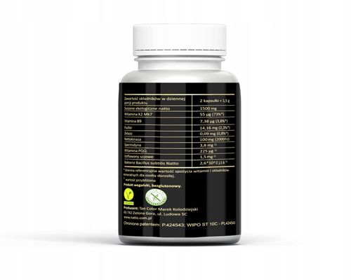 Natto Active Nattokinaza 100 mg 2000 FU witamina K2 MK7 – 60 kapsułek na Arena.pl