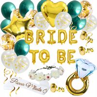 ZESTAW WIECZÓR PANIEŃSKI BALONY SZARFA ZŁOTY ZIELONY DEKORACJE BALON 24 SZT