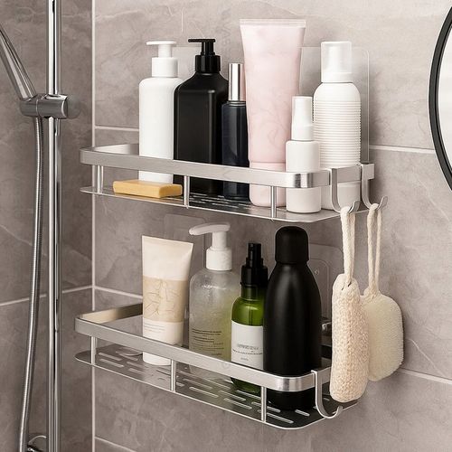 2x PÓŁKA POD PRYSZNIC wisząca samoprzylepna ścienna do łazienki prysznic na Arena.pl