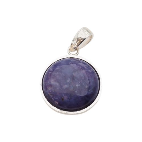 Zawieszka z okrągłym Czaroitem w srebrze młotkowanym na Arena.pl