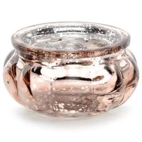 Świecznik "Glassy", różowo-złoty, PartyDeco, szklany, 6x3 cm, 4 szt