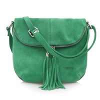 VERA PELLE torebka zamszowa listonoszka z frędzelkami V305 zielona
