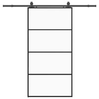 Drzwi przesuwne z zestawem okuć czarne 102,5x205 cm ESG szkło