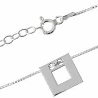 SREBRNA BRANSOLETKA CELEBRYTKA KWADRAT Z DZIURKĄ PRÓBA SREBRA 925 GRAWER GRATIS