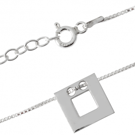 SREBRNA BRANSOLETKA CELEBRYTKA KWADRAT Z DZIURKĄ PRÓBA SREBRA 925 GRAWER GRATIS zdjęcie 1