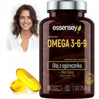OMEGA 3-6-9 + WITAMINA E 90KAPS NATURALNE KWASY TŁUSZCZOWE OLEJ RYBI LNIANY
