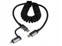 KABEL ładowania synchronizacji spiralny 50-150cm USB-C>USB-C/ Lightning 60W