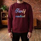 Bluza crewneck burgundowa z Twoim nadrukiem XL
