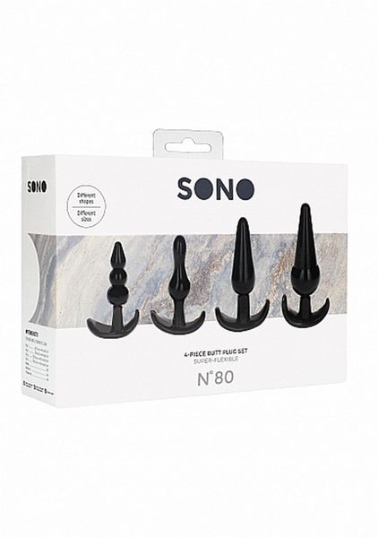 No. 80 - 4-Piece Butt Plug Set - Black zdjęcie 2